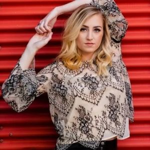 Altard State lace velvet bell sleeve small